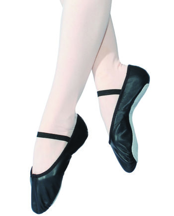 Black Full Sole Leather Ballet Shoes