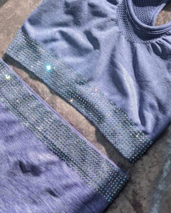 Childrens Rhinestone Seamless Fitness Set