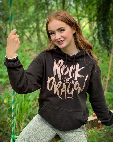 Rock The Dragon Rose Gold Glitter Pullover Hoodie