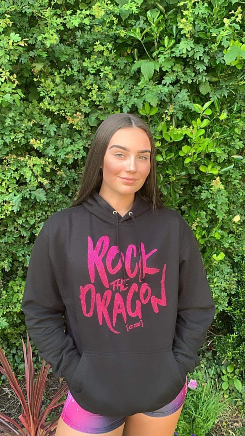 Rock The Dragon Pink Glitter Pullover Hoodie
