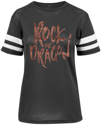 Rock The Dragon Glitter Ladies Fit Mesh T-Shirt