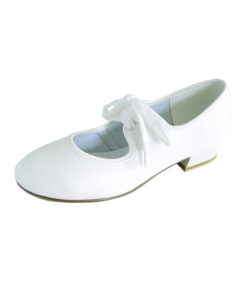 Roch Valley white PU tap shoes for dance uniform.
