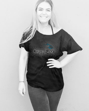 Dance Fuzion Glitter and Rhinestone Wide Neck T-shirt