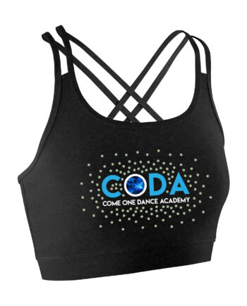 Come One Dance Academy Rhinestone And Plain Print Back Detail Lycra Crop Top