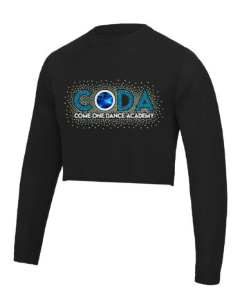 Come One Dance Academy Glitter And Rhinestone Cropped Long Sleeved T-Shirt