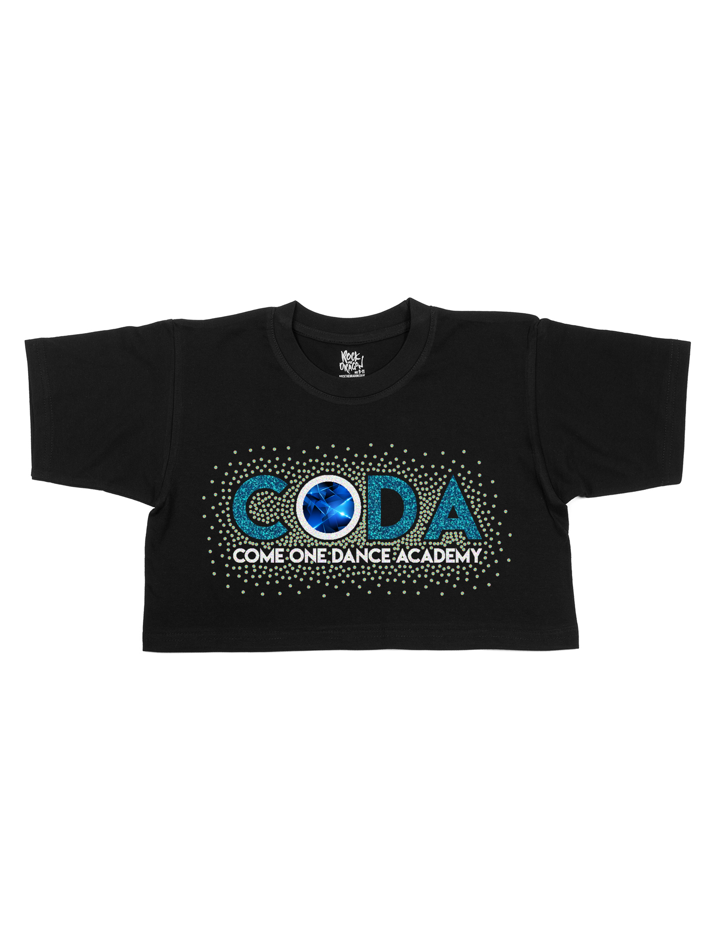 Come One Dance Academy Glitter and Rhinestone Cropped T-Shirt - Image 3