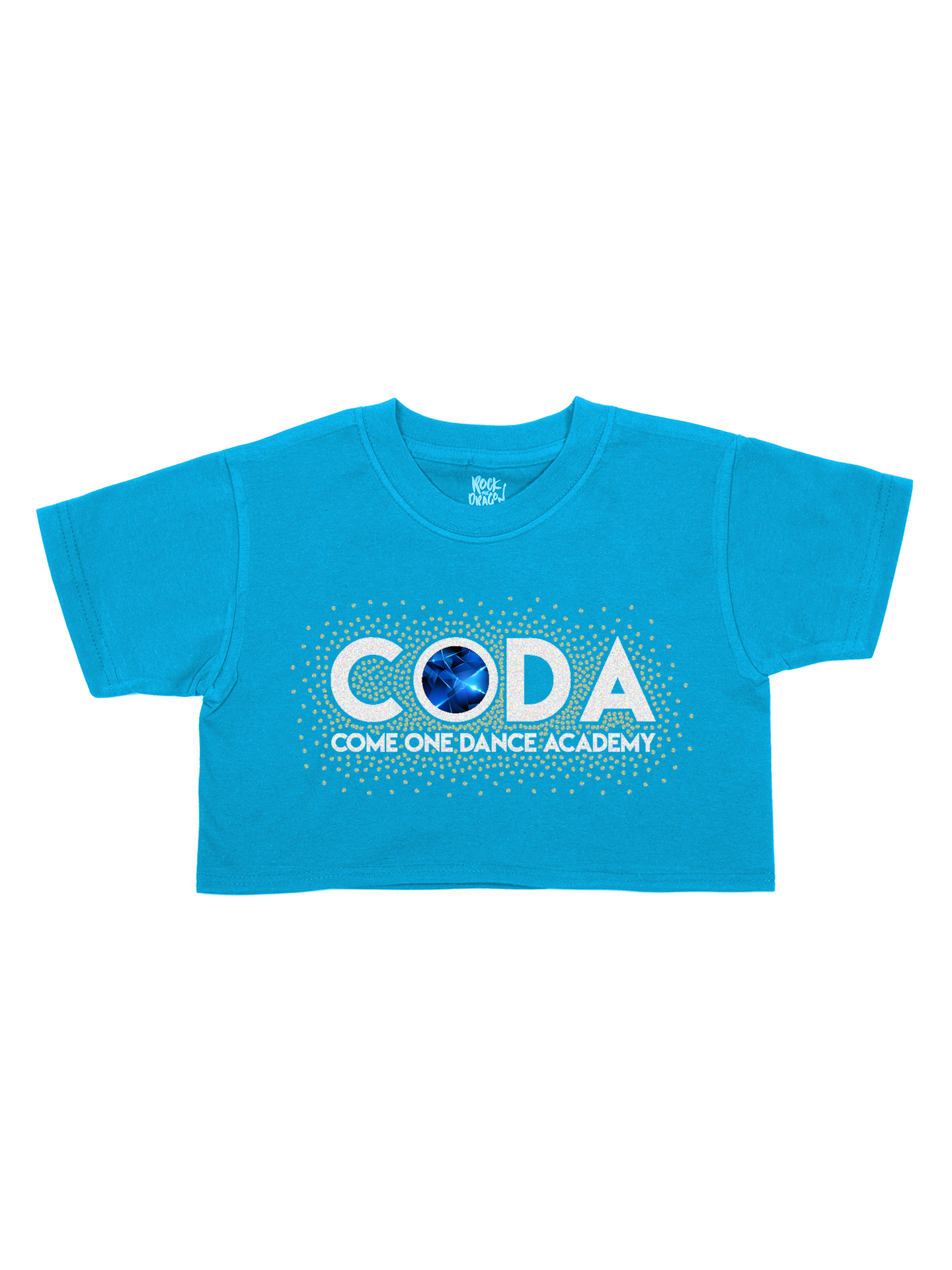 Come One Dance Academy Glitter and Rhinestone Cropped T-Shirt