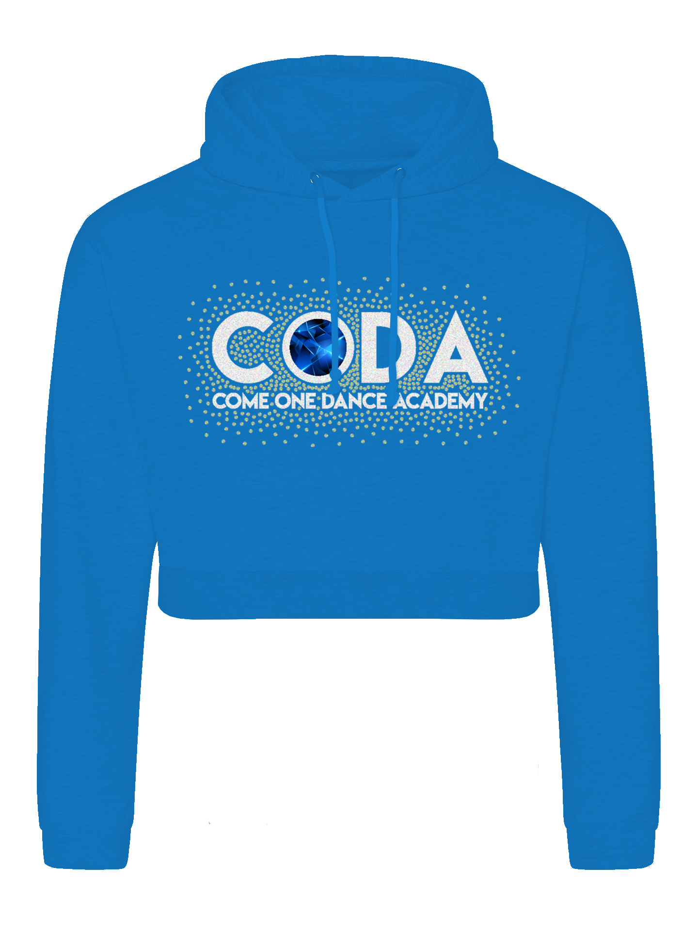 Come One Dance Academy Glitter And Rhinestone Cropped Hoodie