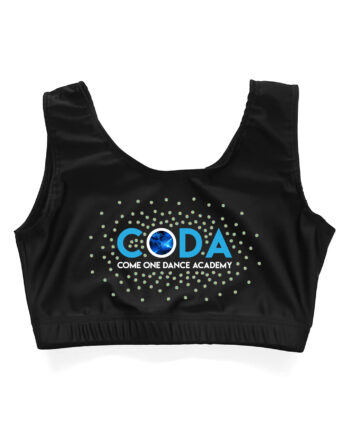 Come One Dance Academy Rhinestone And Plain Print Lycra Crop Top
