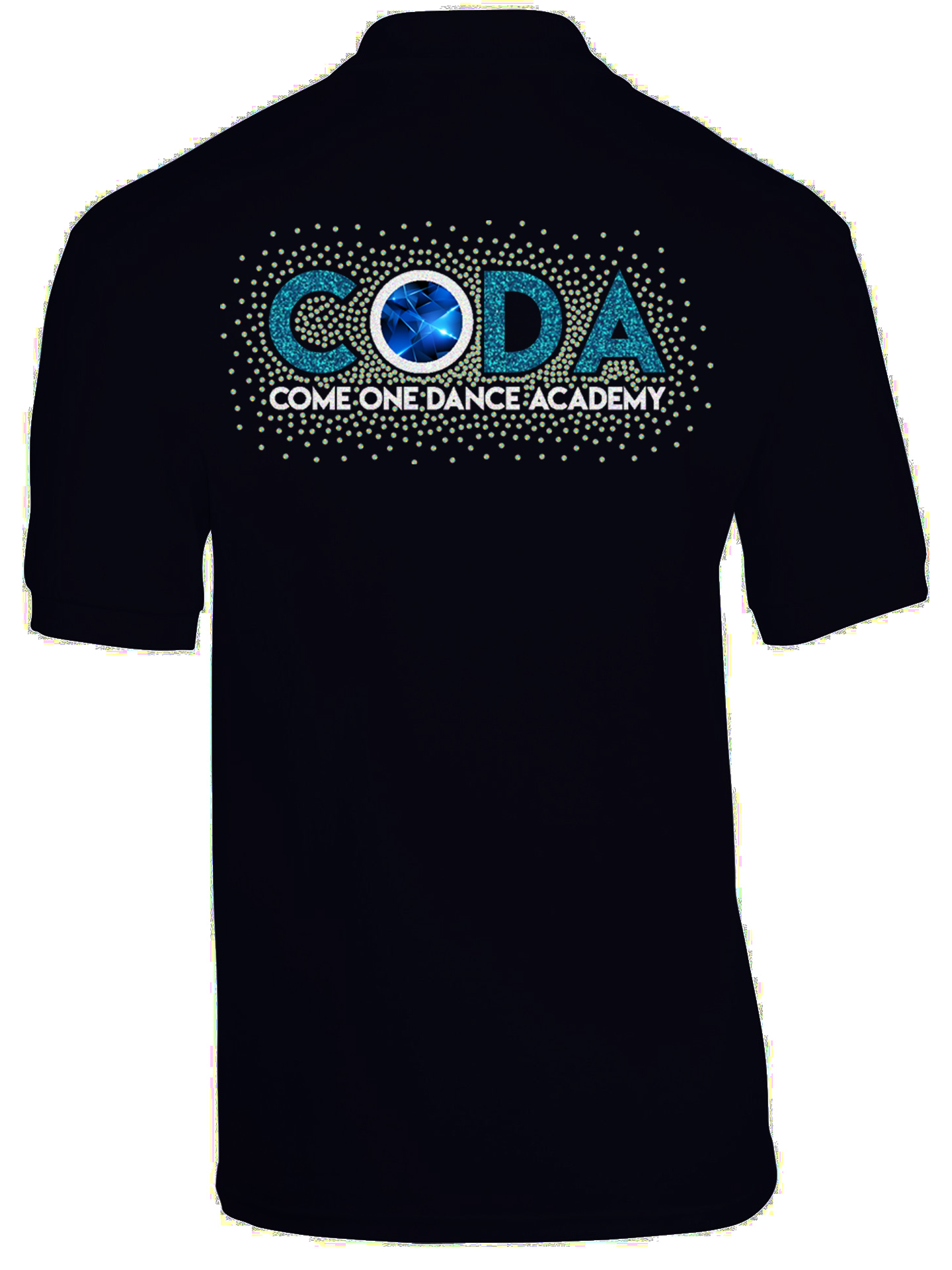 Come One Dance Academy Glitter and Rhinestone Polo Shirt