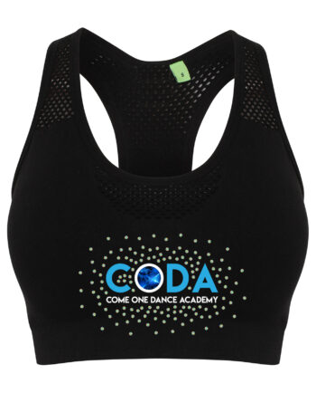 Come One Dance Academy Rhinestone And Plain Print Seamless Sports Bra