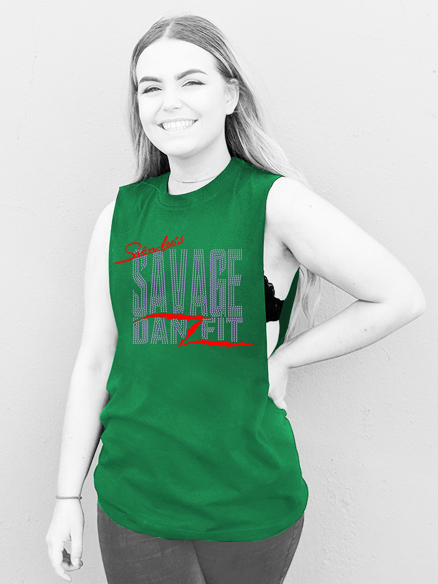 Savage Danzfit Multi Rhinestone Open Side Vest