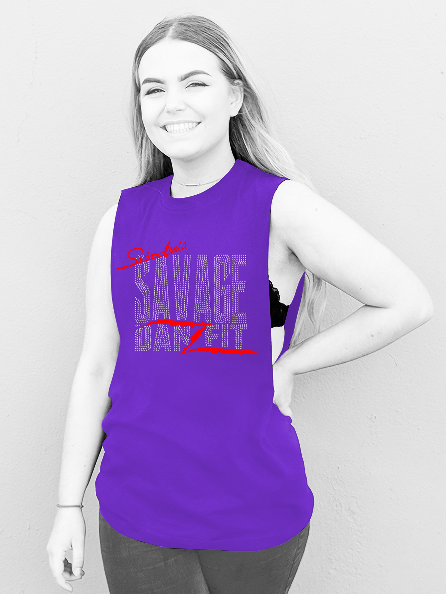 Savage Danzfit Multi Rhinestone Open Side Vest - Image 8