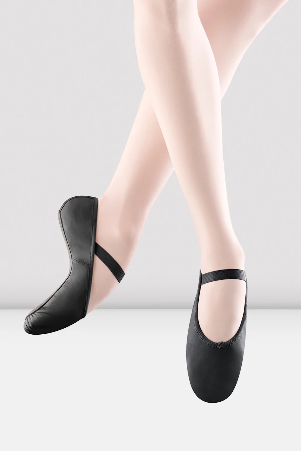 black ballet shoes with white elastic