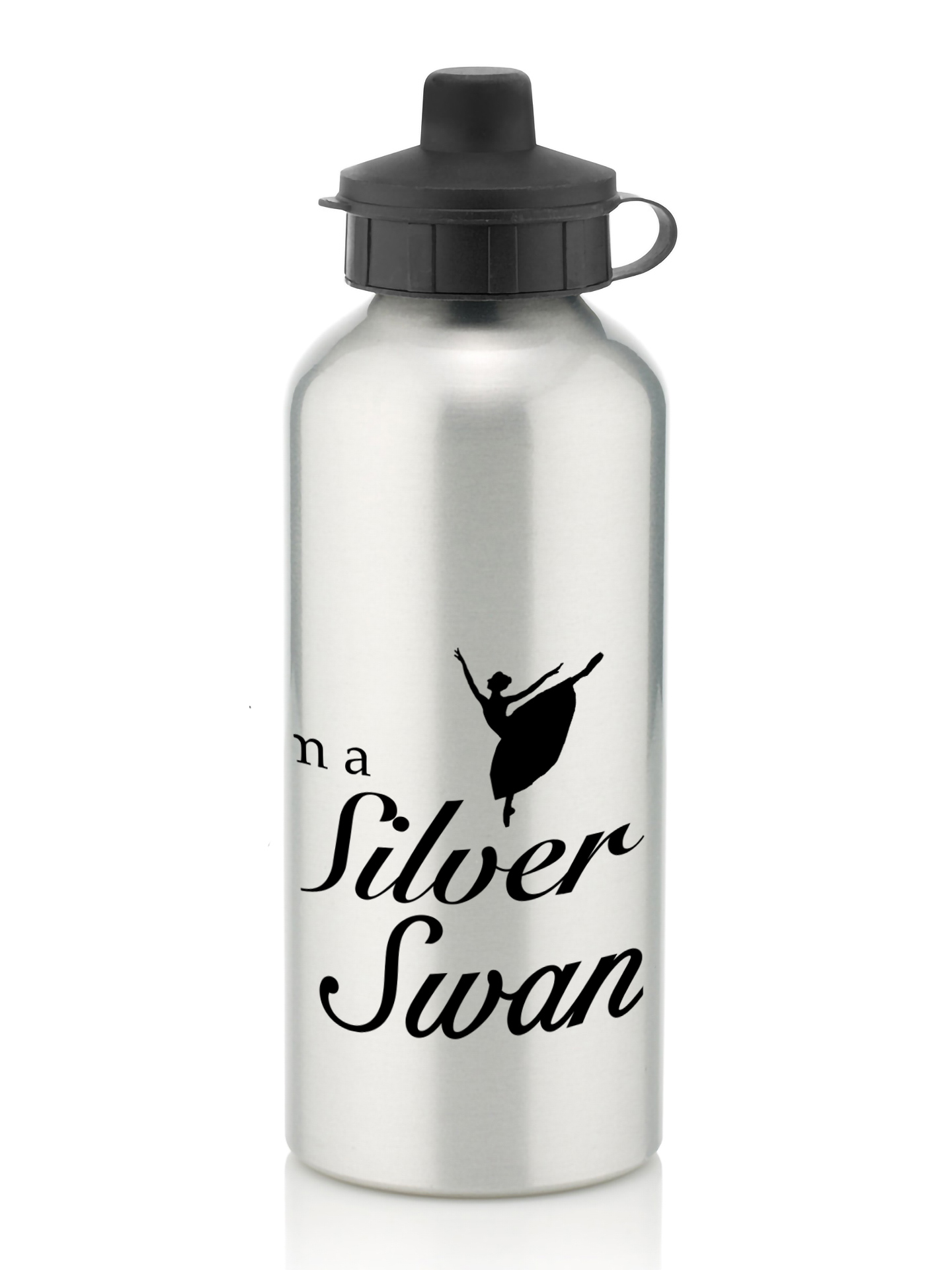 Janet Lomas School Of Dancing Silver Swans Fitness Silver Water Bottle