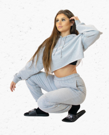 DRGN Dancewear Crop Hoodie & Joggers Set In Grey