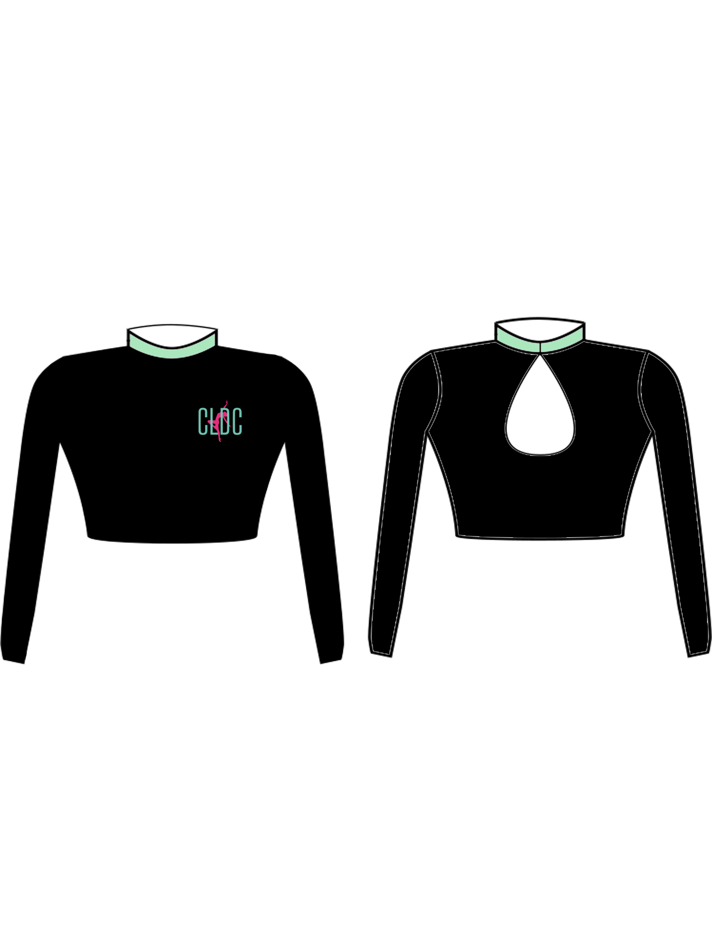 Cerys Lewis Dance Company Turtle Neck Custom Lycra Crop Top - **CUSTOM LYCRA 6-8 WEEK LEAD TIME**