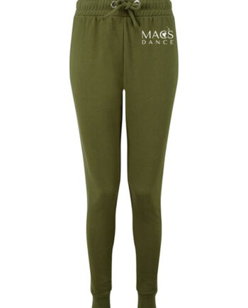 MACS Dance Plain White Print Olive Fitted Joggers