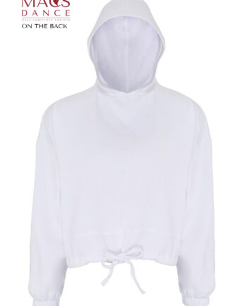 Macs Dance Red Glitter Print White Oversized Hoodie