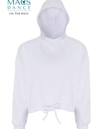Macs Dance Teal Glitter Print White Oversized Hoodie