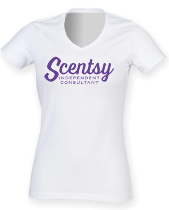 Authorized Scentsy Vendor V-Neck T-Shirt - Purple Script Logo