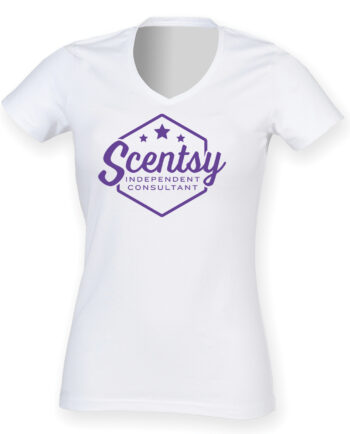Authorized Scentsy Vendor V-Neck T-Shirt - Purple Hexagon Logo
