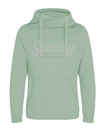 Authorized Scentsy Vendor Sparkle Dusky Green Cross Neck Pullover Hoodie