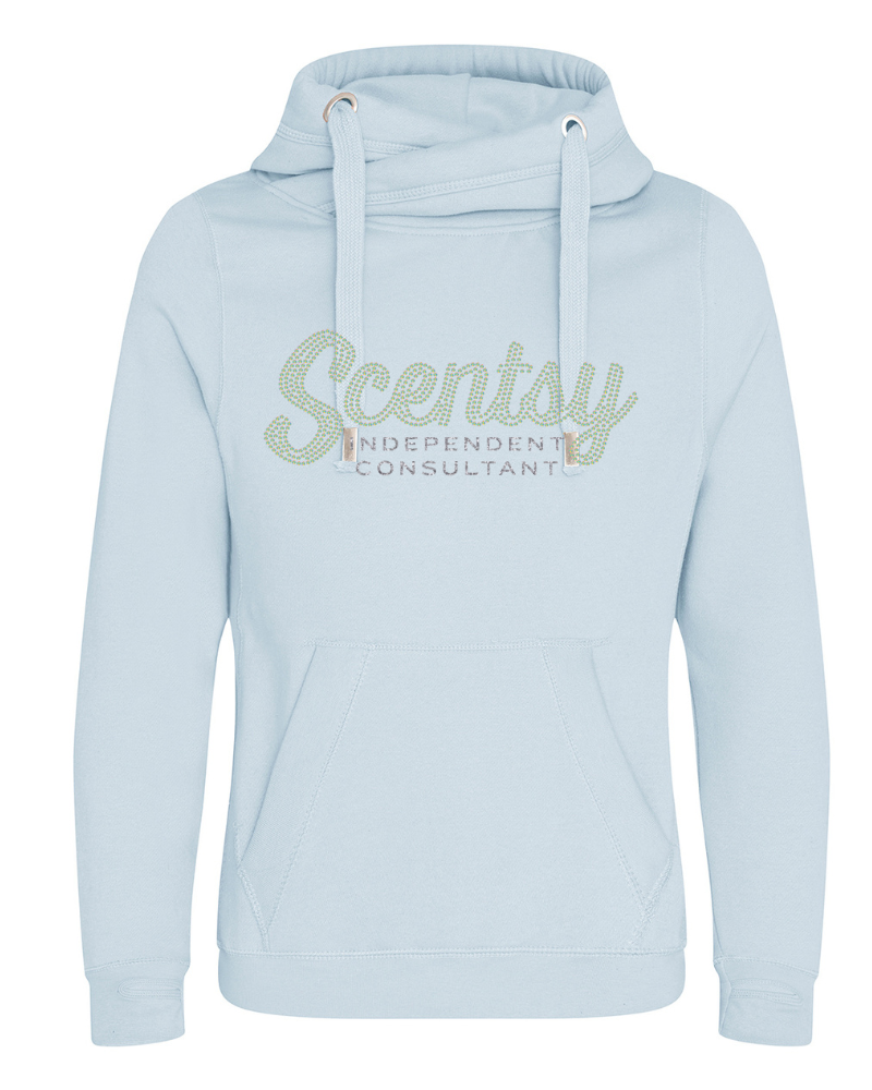 Authorized Scentsy Vendor Sparkle Sky Blue Cross Neck Pullover Hoodie