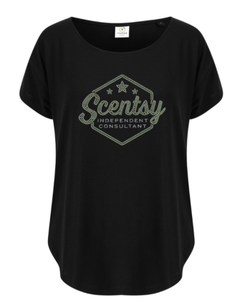 Authorized Scentsy Black Sparkle Scoop Neck T - Shirt