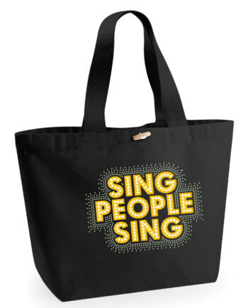 Sing People Sing Black Tote Bag with AB Rhinestones