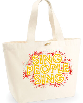 Sing People Sing Natural Colour Tote Bag with Red Rhinestones