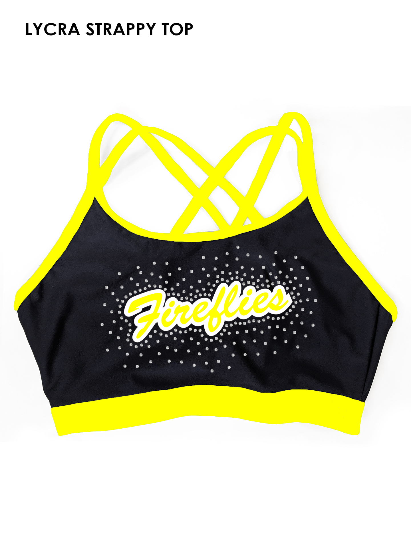 Caterham Allstars Cheerleading Fireflies Lycra Top**CUSTOM LYCRA 6-8 WEEK LEAD TIME**