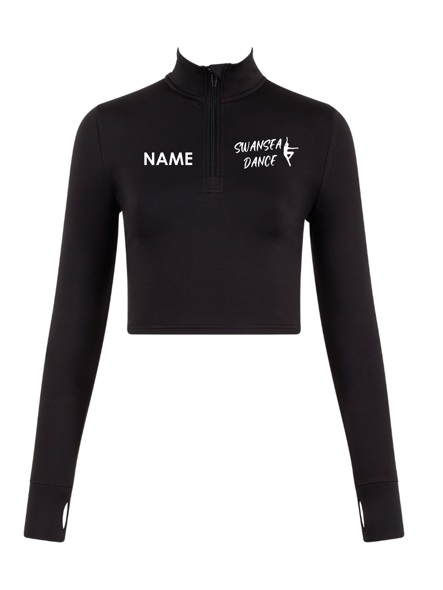 Swansea Dance Long Sleeve Zip Crop Top - Image 2