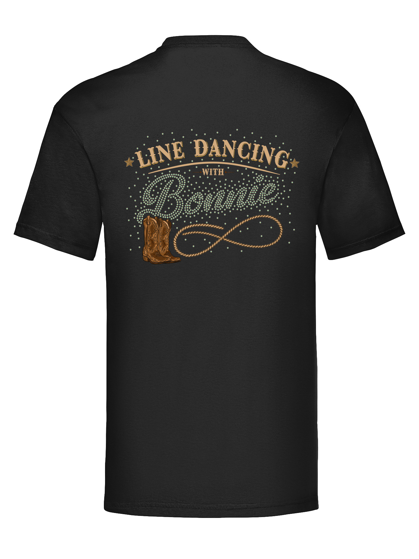 Line Dancing With Bonnie Black Rhinestone T-shirt - Image 2