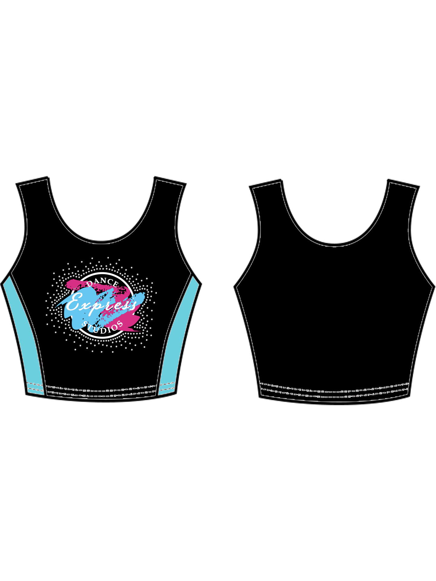 Express Dance Studios Rhinestone Lycra Top **CUSTOM MADE LYCRA 6-8 WEEK LEAD TIME**