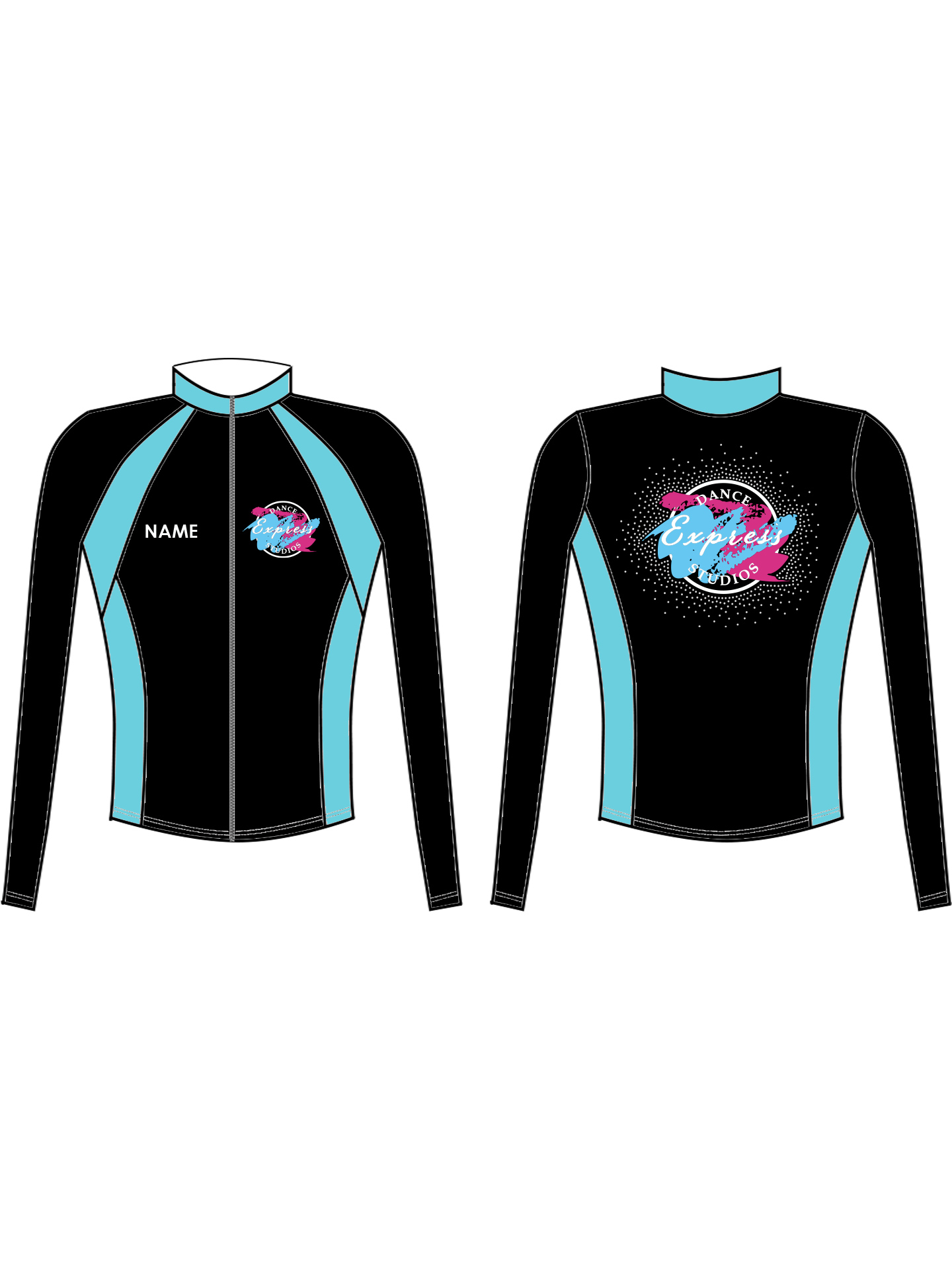 Express Dance Studios Rhinestone Lycra Jacket **CUSTOM MADE LYCRA 6-8 WEEK LEAD TIME**