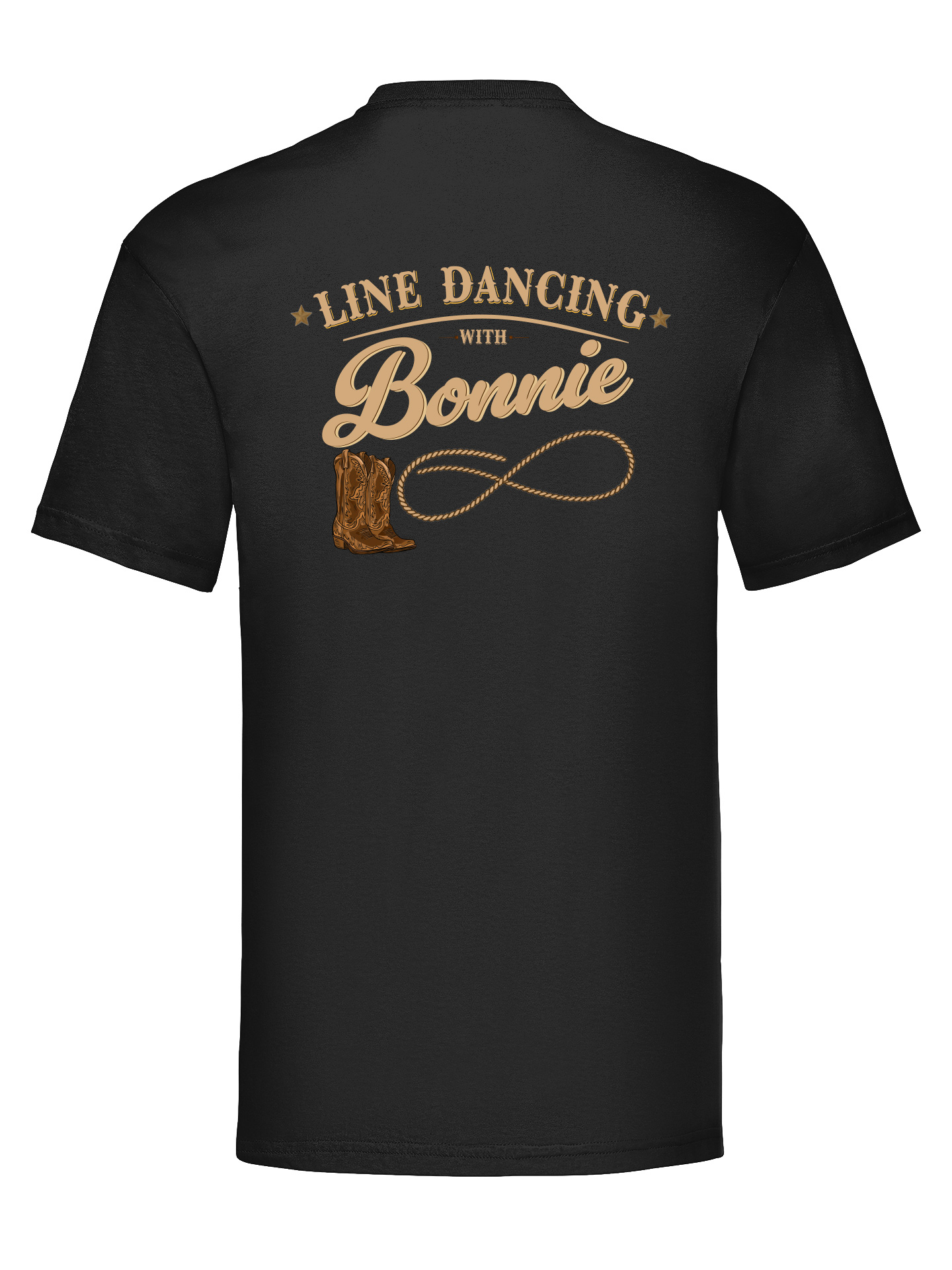 Line Dancing With Bonnie Black Printed T-shirt - Image 2