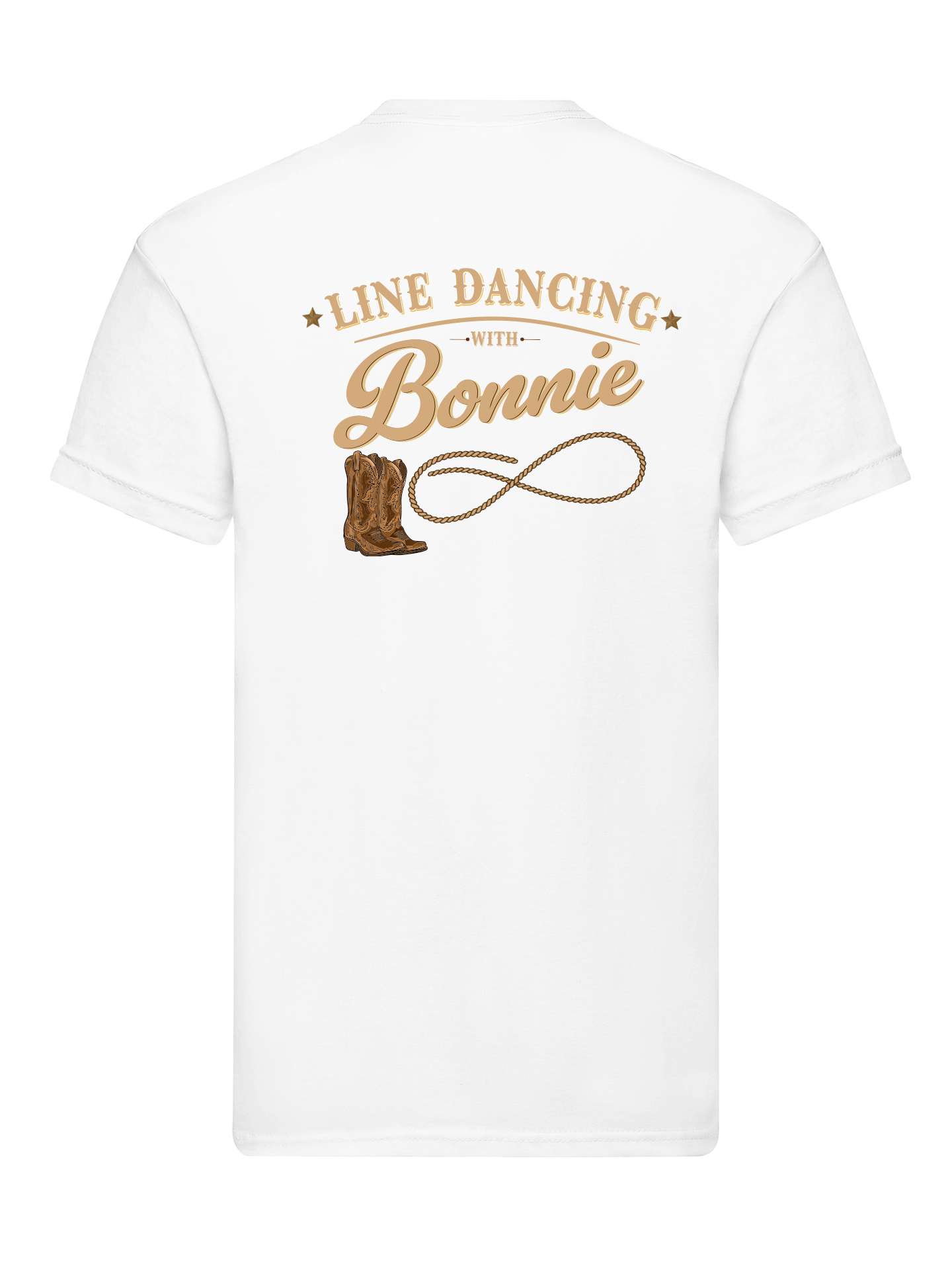 Line Dancing With Bonnie White Printed T-shirt - Image 2