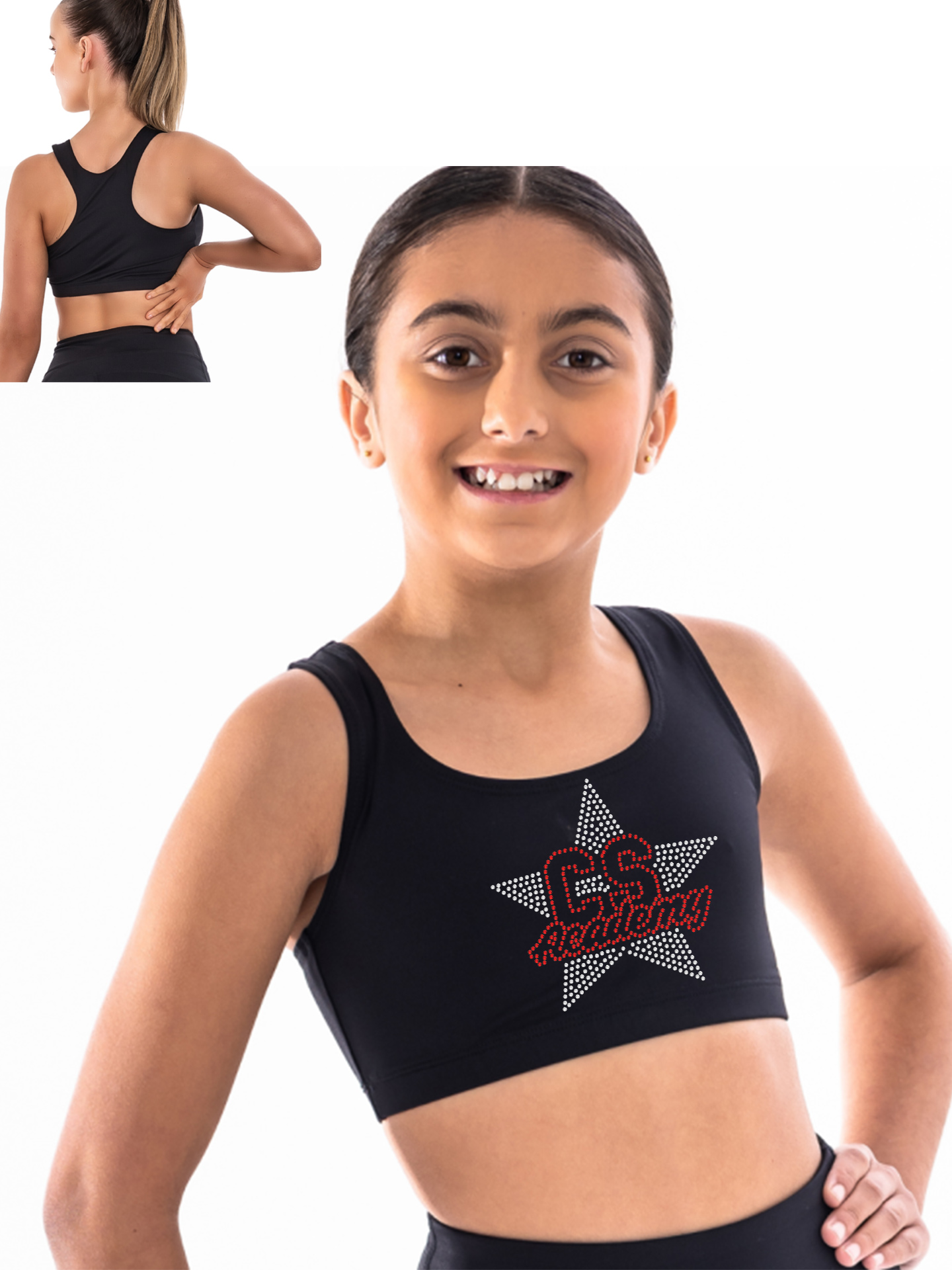 CS Academy Rhinestone Racerback Crop Top