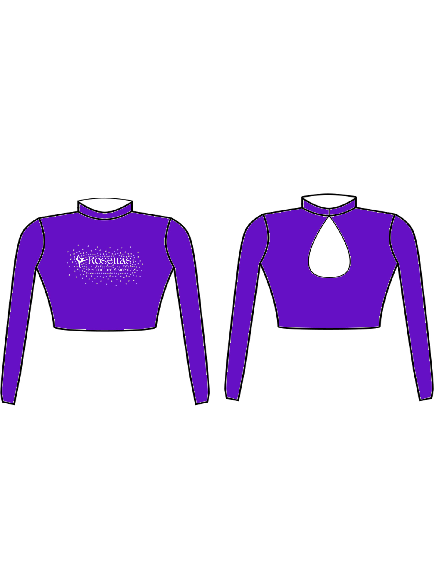 Rosettas Performance Academy Turtle Neck Crop Top **CUSTOM MADE LYCRA 6-8 WEEK LEAD TIME**