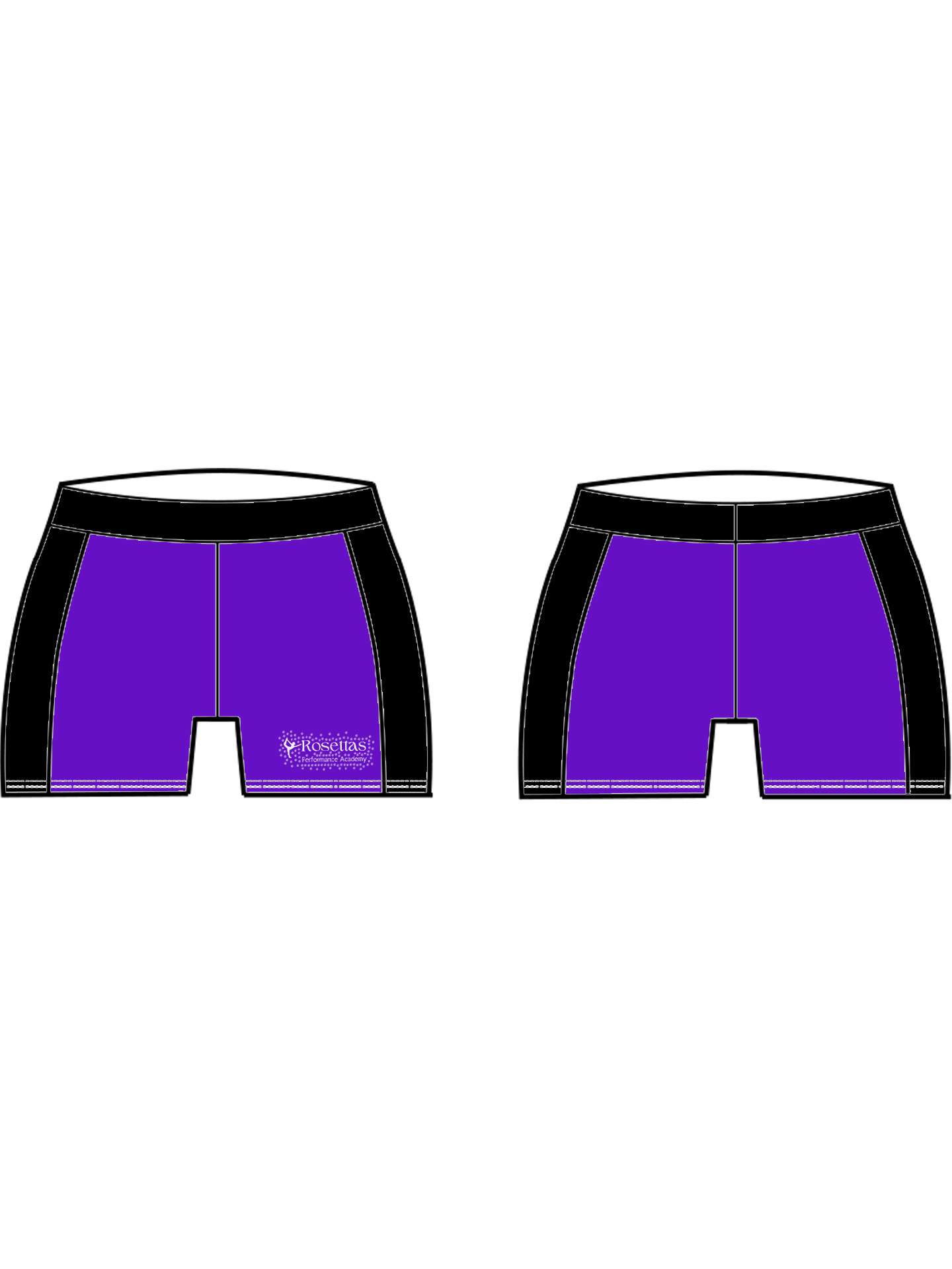 Rosettas Performance Academy Style 5 Shorts **CUSTOM MADE LYCRA 6-8 WEEK LEAD TIME**